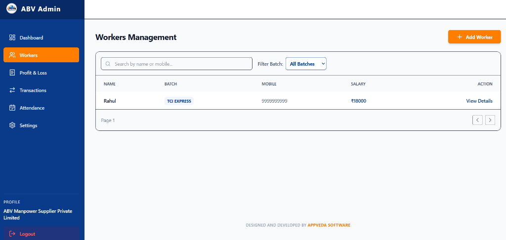 Payroll Processing Screen
