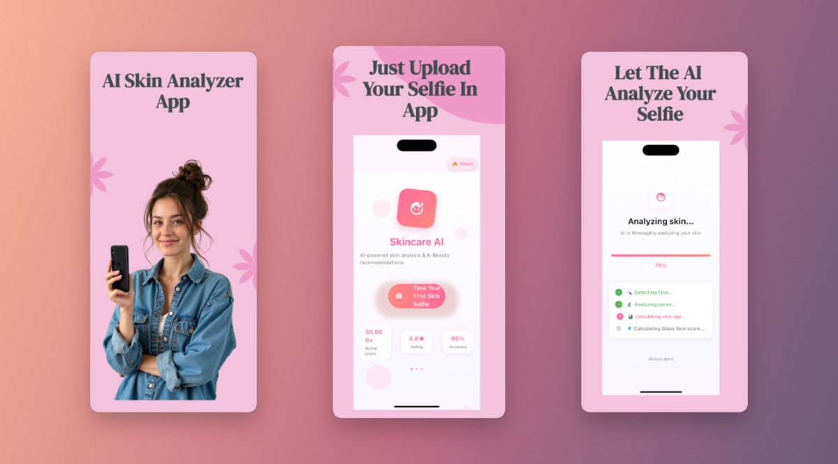 AI Skin Scanner app screens