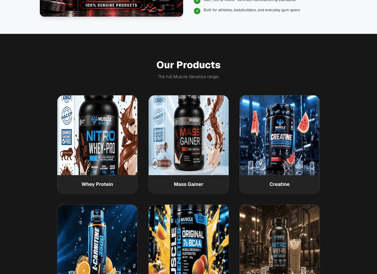Muscle Genetics Product Range