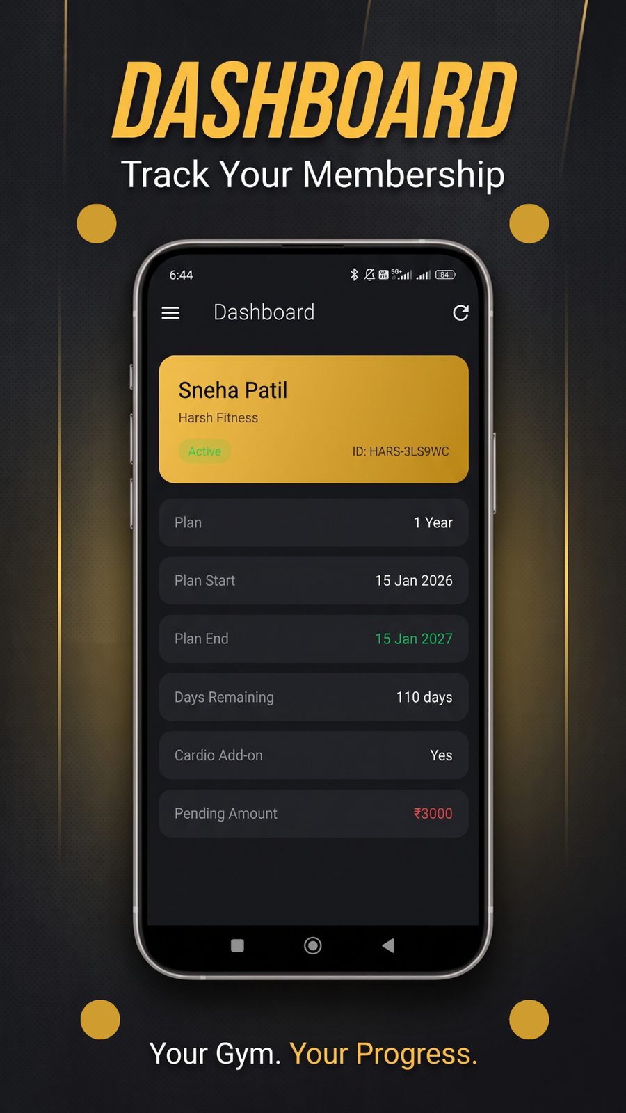 Powerzone Member App Dashboard