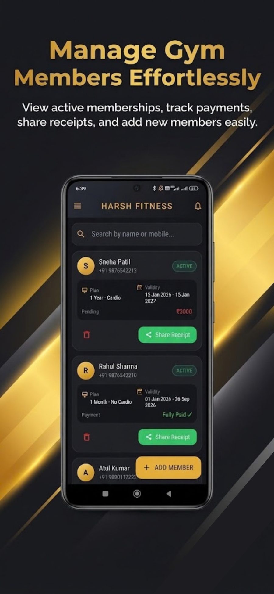 Powerzone Owner App Member List